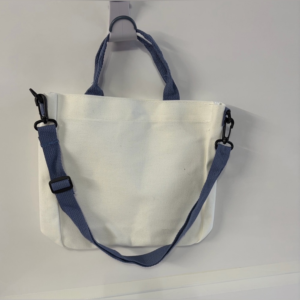White Tote Bag with Cartoon Print - Picture 6 of 7